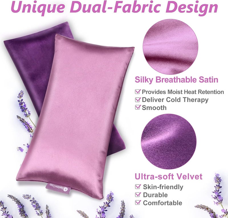 RelaxCoo Lavender Eye Pillows - Silk & Velvet, Pack of 2 for Relaxation, Yoga, and Headache Relief - Image 2
