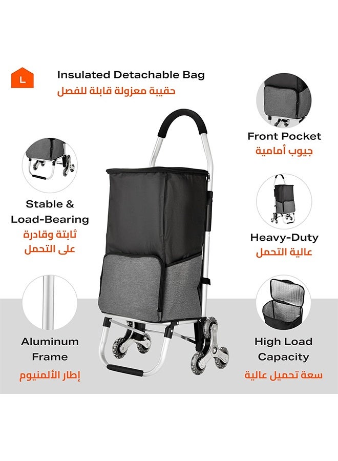 DAREU 55L Foldable Picnic Trolley Bag – Insulated Waterproof Rolling Grocery Cart with EVA Wheels & Aluminum Frame, Stair-Climbing, Travel & Outdoor Use - Image 4