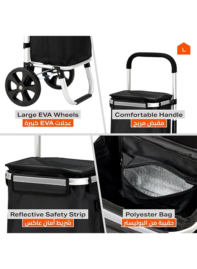 DAREU 55L Foldable Picnic Trolley Bag – Insulated Waterproof Rolling Grocery Cart with EVA Wheels & Aluminum Frame, Stair-Climbing, Travel & Outdoor Use - Image 3