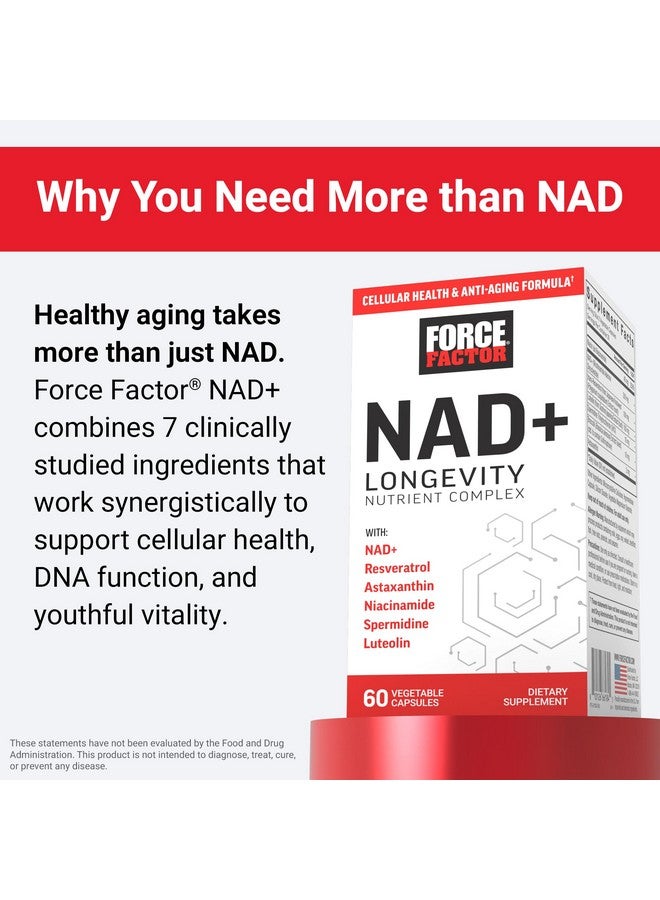 فوريس فاكتور فورس فاكتور NAD+ (بديل نيكوتيناميد ريبوسيد أو NMN) مع مركب ريسفيراترول، أستازانتين، سبيرميدين ولوتيولين، NAD لدعم صحة الخلايا والشيخوخة الصحية، 60 كبسولة - Image 3