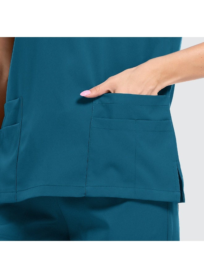 Loquat Womens Medical Scrubs Set Medical Uniform Set Black - Image 4