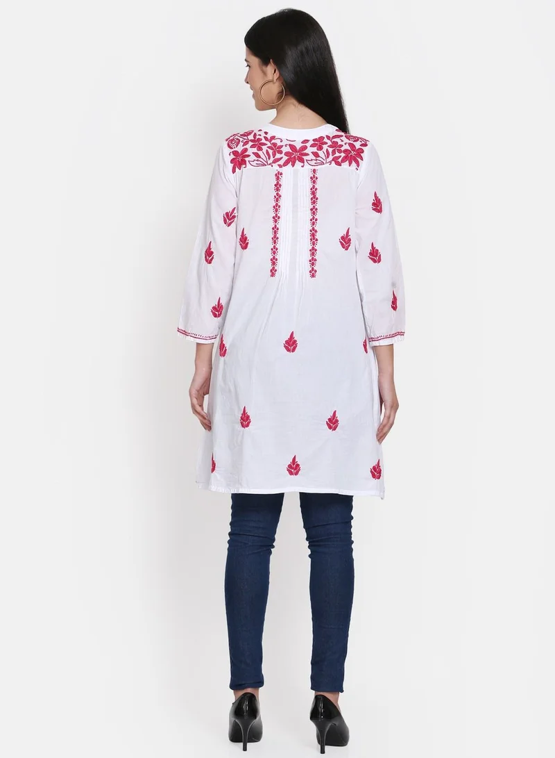 Alaya Hand Embroidered Chikankari Cotton A-Line Tunic-AL1958L