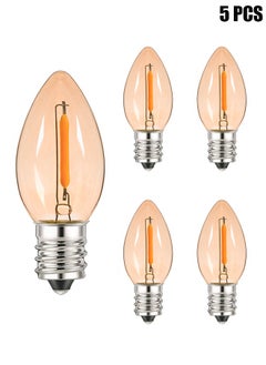HY E14 LED Bulb, Candle Bulbs 0.5W, Chandelier Bulbs C7 Night Light Bulb Small Edison Screw Vintage Amber Glass Filament Bulb E14 Salt Lamp Bulb 2200K, 5W Equivalent Non-Dimmable (5Pcs Warm White)  - Image 1