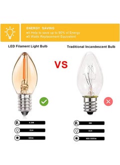 HY E14 LED Bulb, Candle Bulbs 0.5W, Chandelier Bulbs C7 Night Light Bulb Small Edison Screw Vintage Amber Glass Filament Bulb E14 Salt Lamp Bulb 2200K, 5W Equivalent Non-Dimmable (5Pcs Warm White)  - Image 4
