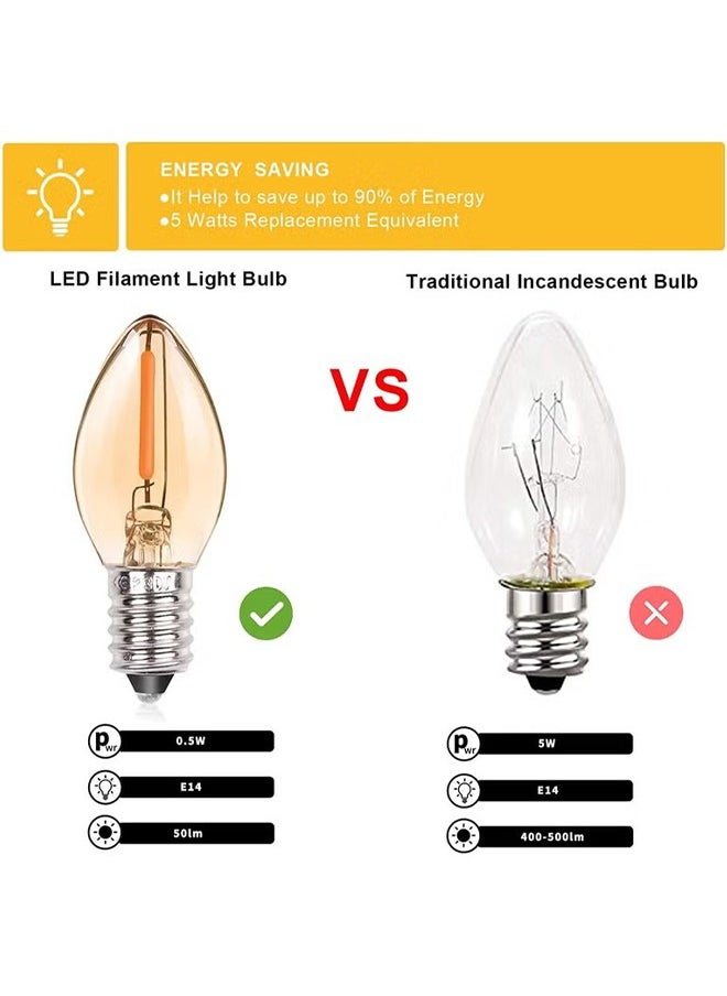 HY E14 LED Bulb, Candle Bulbs 0.5W, Chandelier Bulbs C7 Night Light Bulb Small Edison Screw Vintage Amber Glass Filament Bulb E14 Salt Lamp Bulb 2200K, 5W Equivalent Non-Dimmable (5Pcs Warm White)  - Image 4