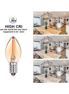 HY E14 LED Bulb, Candle Bulbs 0.5W, Chandelier Bulbs C7 Night Light Bulb Small Edison Screw Vintage Amber Glass Filament Bulb E14 Salt Lamp Bulb 2200K, 5W Equivalent Non-Dimmable (5Pcs Warm White)  - Image 3