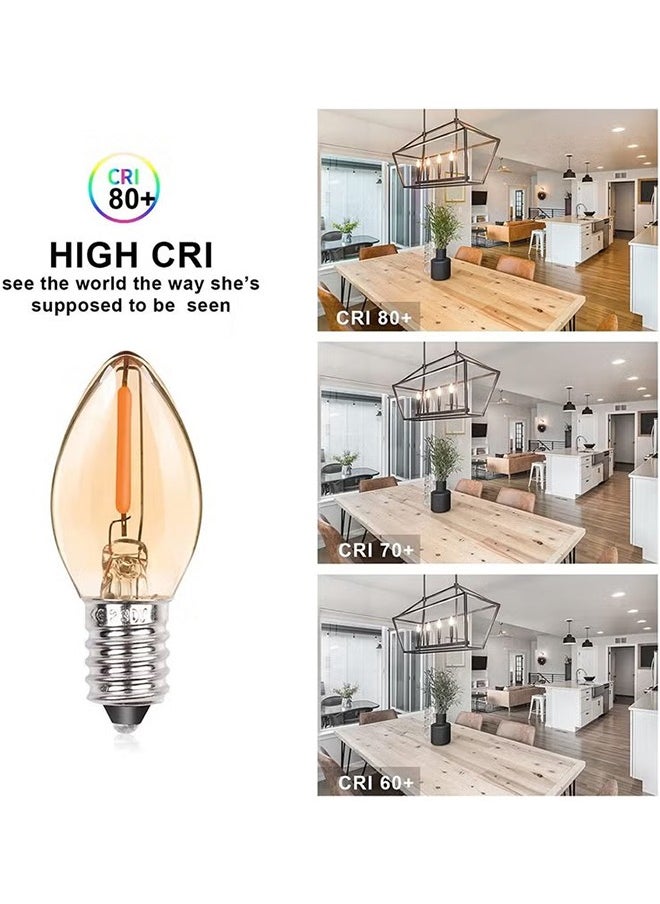 HY E14 LED Bulb, Candle Bulbs 0.5W, Chandelier Bulbs C7 Night Light Bulb Small Edison Screw Vintage Amber Glass Filament Bulb E14 Salt Lamp Bulb 2200K, 5W Equivalent Non-Dimmable (5Pcs Warm White)  - Image 3