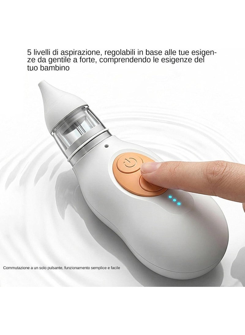 Happy Home Electric Baby Nasal Aspirator with 3 Soft Silicone Tips, USB Rechargeable Nose Suction Cleaner with Transparent Mucus Collection Cup, Gentle Low-Noise Nasal Suction Device, BPA-Free Material, Easy-Clean Portable Infant Nose Aspirator for Home and Travel – White/Orange - Image 5