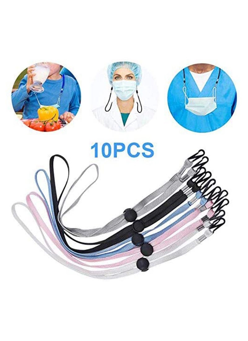 10 Pack Adjustable Length Face Mask Lanyard Holder Comfortable Around Neck Facemask Rest Strap for Earloop Easy On and Off Lanyards