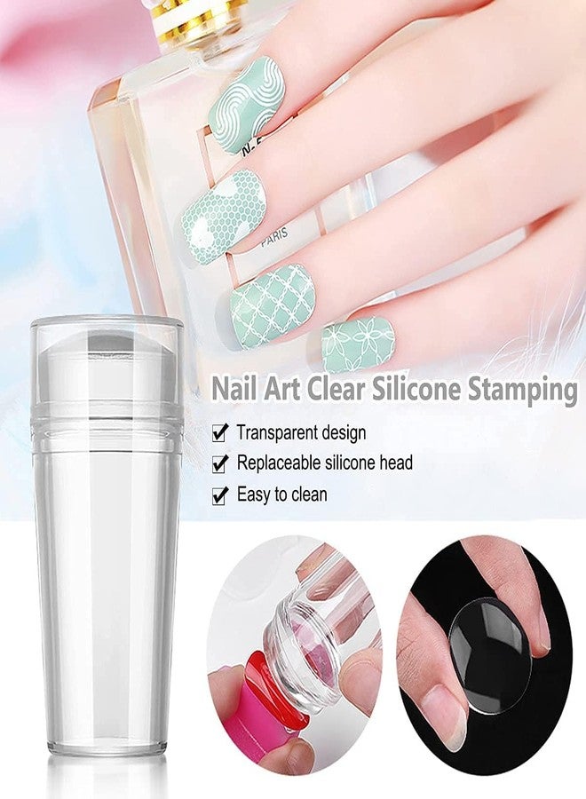 AERROW QUICK طابع أظافر ARROW QUICK مع طابعات أظافر فرنسية من السيليكون، رأس ختم أظافر مع غطاء، مكشطة كبيرة، طابع طلاء أظافر سيليكوني لطباعة فن الأظافر للبنات - Image 5