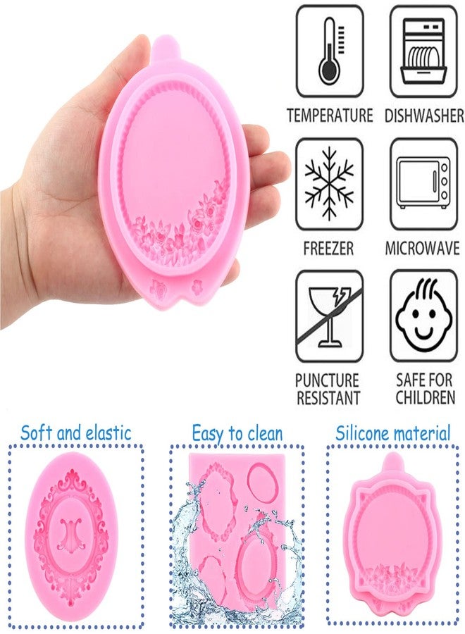 Mujiang Picture Frames Silicone Mold Photo Frame Fondant Molds Vintage Frame Mold For Sugar Cake Decorating Cupcake Topper Chocolate Gum Paste Candy Polymer Clay Set Of 4 - Image 2