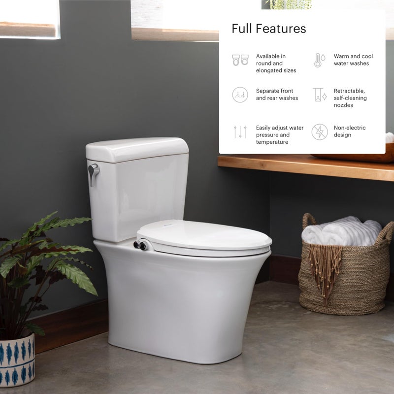 Brondell Swash Bidet Toilet Seat, Non-Electric, Dual Temperature, Fits Round Toilets, White â€“ Dual Nozzle System â€“ with Easy Installation - Image 2