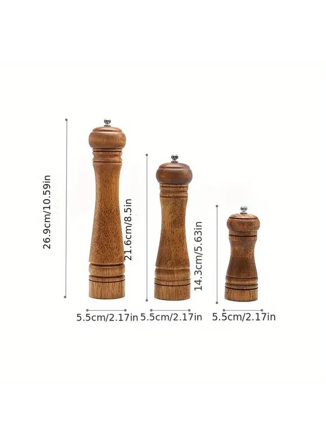 8 Inch Vintage Oak Manual Pepper Grinder For Black Peppercorn Sea Salt And Sichuan Pepper - Image 2