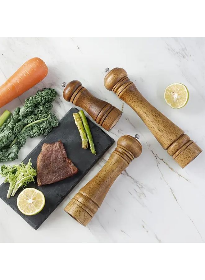 8 Inch Vintage Oak Manual Pepper Grinder For Black Peppercorn Sea Salt And Sichuan Pepper - Image 3