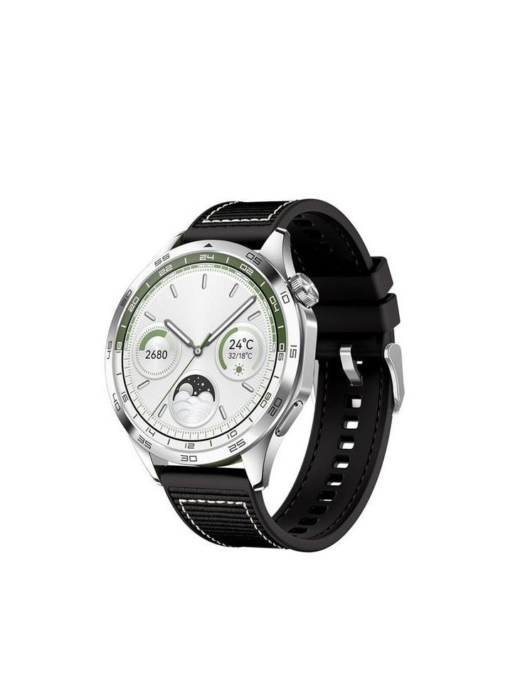22mm For  Xiaomi Watch Color Sport Color 2 S1 Active/ Huami Amazfit GTR 47mm GTR 3 Pro Nylon Braided Silicone Composite Watch Strap, Black