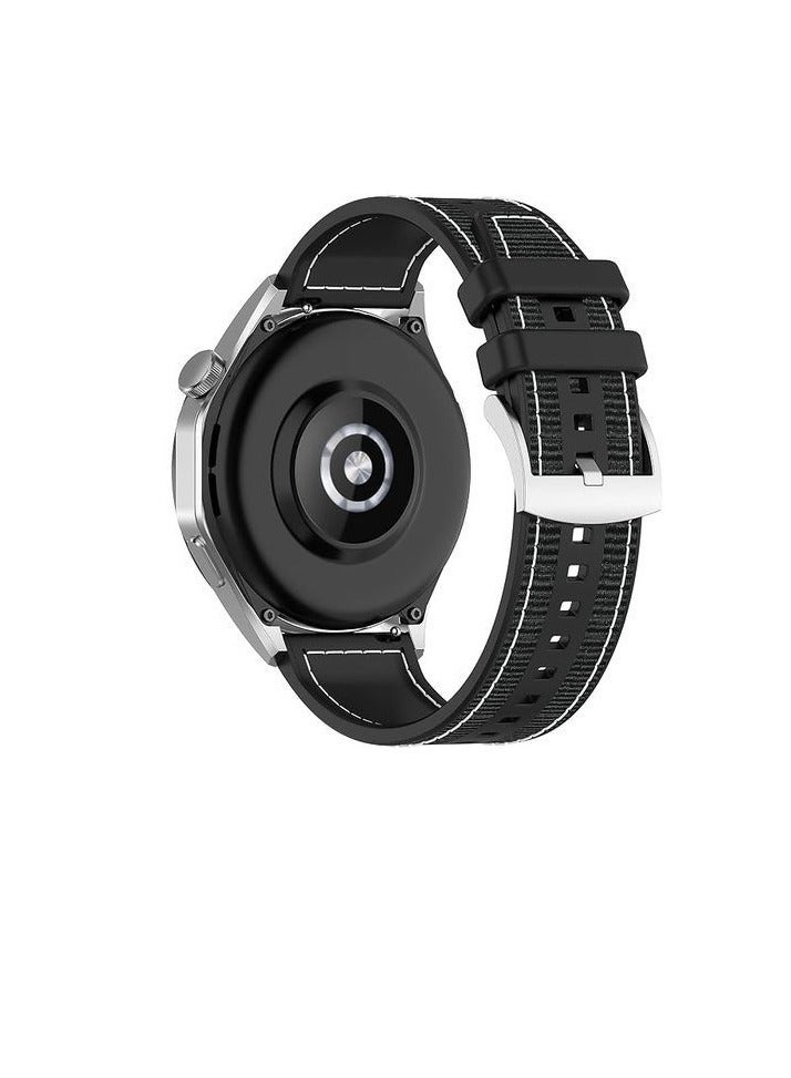 22mm For  Xiaomi Watch Color Sport Color 2 S1 Active/ Huami Amazfit GTR 47mm GTR 3 Pro Nylon Braided Silicone Composite Watch Strap, Black