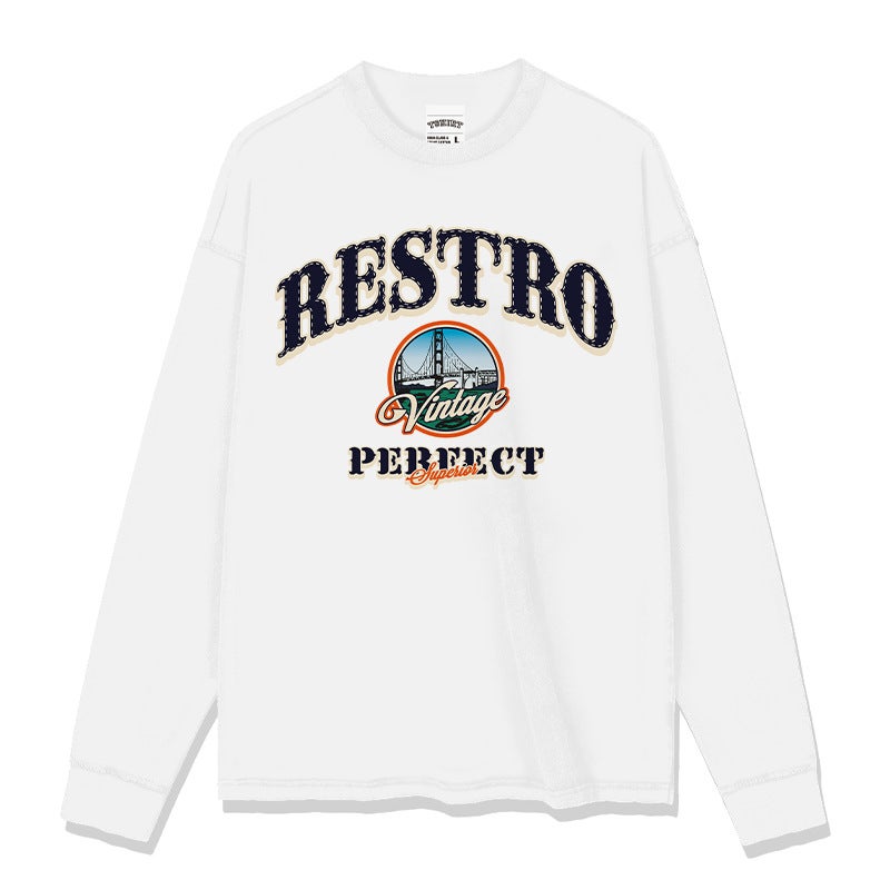 Style Retro Simple City boy Style Printed Hip Hop Big Red Heavy Loose Shoulder Short-sleeved T-shirt Trendy - Image 1