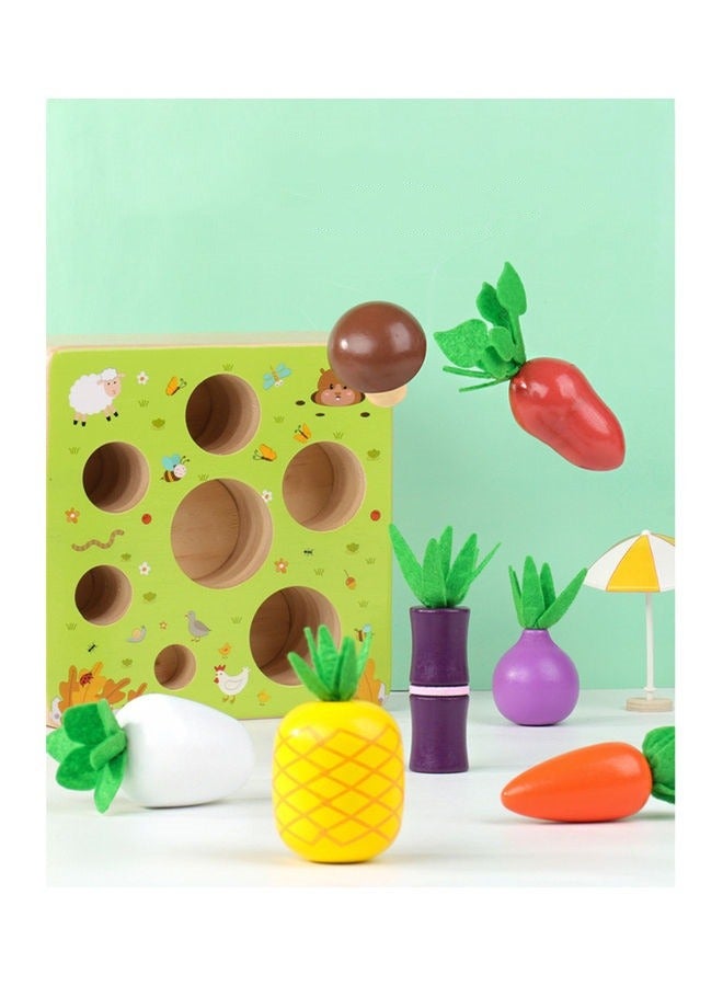 Children's Wooden Toys Fruit and Vegetable Harvest Game Harvest toy Montessori Toy Gift for Toddlers Shape Sorting Matching Puzzle Toy with 7 Kinds of Fruit and Vegetable 