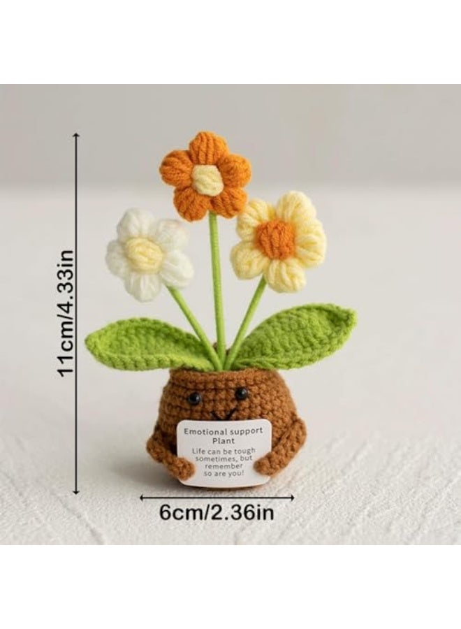 Knitted decorative cast iron, positive crochet flowers, hand-knitted with an encouragement card, a thoughtful gift for adults, children, friends, the bedroom, the office, and desktop decoration. - Image 4