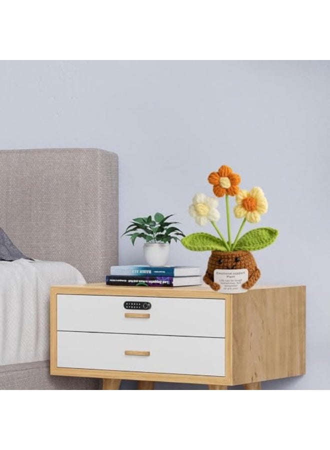 Knitted decorative cast iron, positive crochet flowers, hand-knitted with an encouragement card, a thoughtful gift for adults, children, friends, the bedroom, the office, and desktop decoration. - Image 2