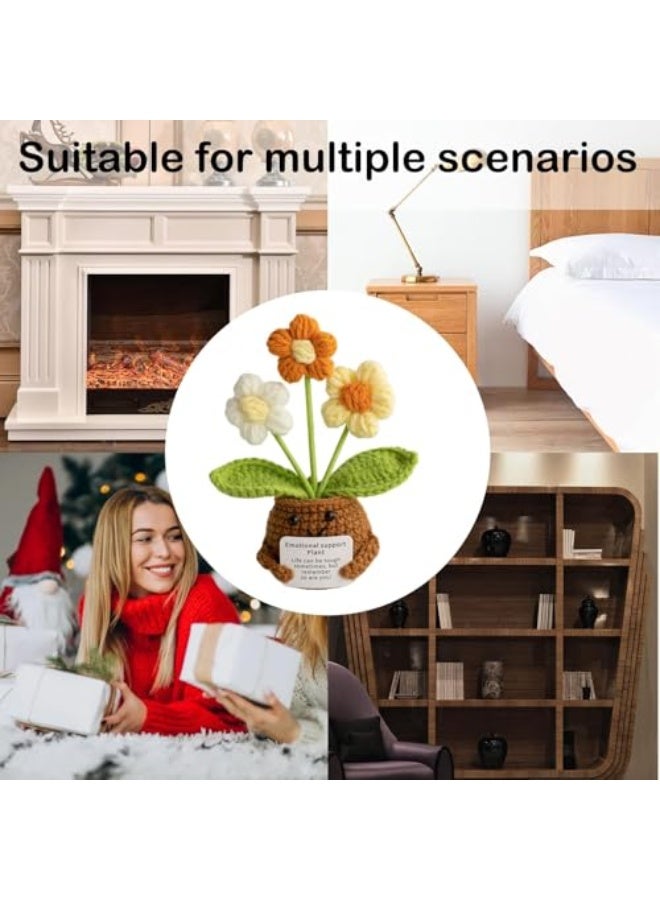 Knitted decorative cast iron, positive crochet flowers, hand-knitted with an encouragement card, a thoughtful gift for adults, children, friends, the bedroom, the office, and desktop decoration. - Image 3