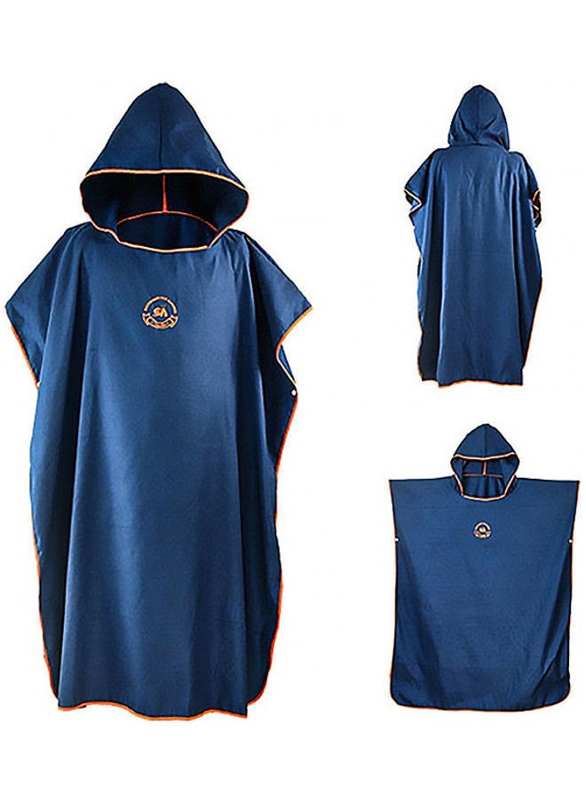 NIBEMINENT - Microfiber Surf Changing Towel Bathrobe Poncho With Hood Navy Blue 110x90cm - Image 1