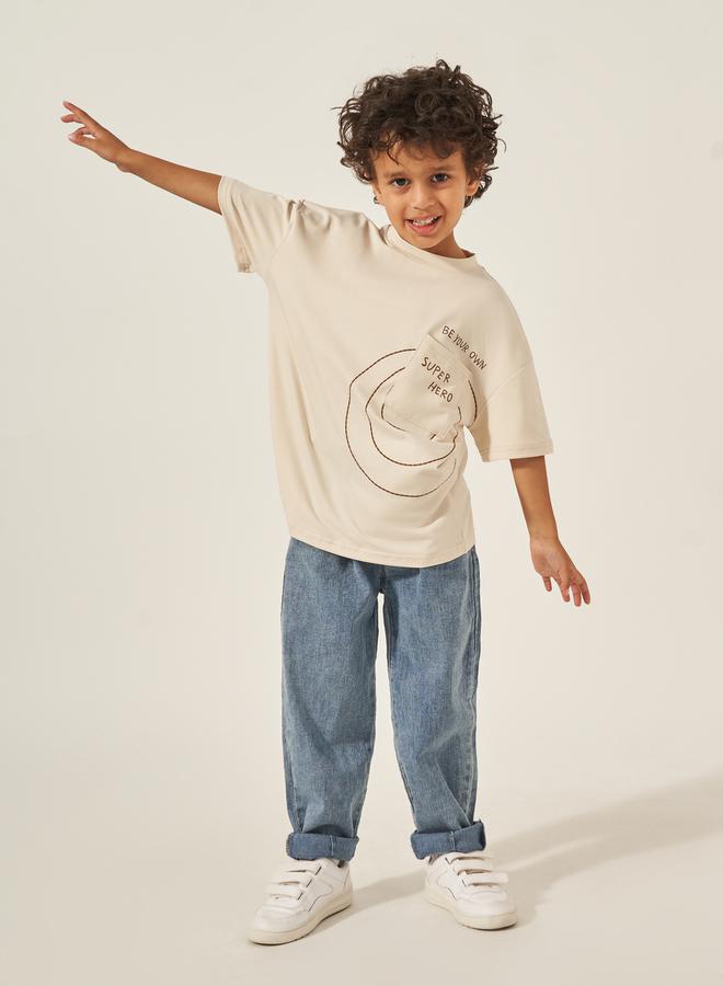 Styli Oversized Placement Printed T-Shirt with Pocket - Image 2