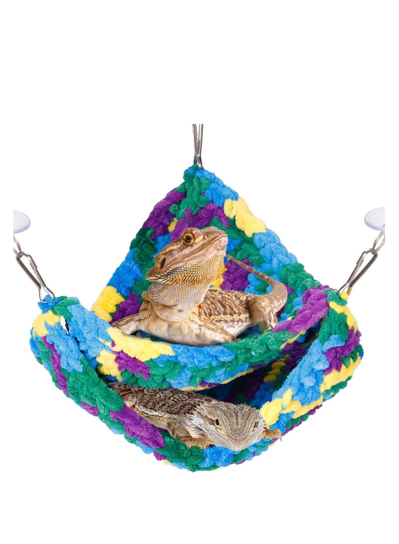 Excefore أرجوحة الزواحف، أرجوحة زواحف ناعمة ذات طبقتين، مع أكواب شفط قوية وخطاطيف، للزواحف الصغيرة، الجيكو، الحرباء، والسحالي - Image 1