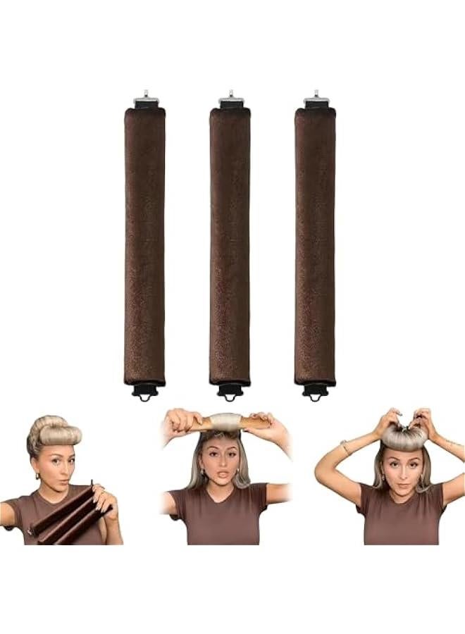 HOOKOR 3 PCS Heatless Hair Rods Set,Flexible Curler with Hook No Heat Curling Rod for All Hair Types Curler Roller Headband Overnight Hair Curlers to Sleep Heatless Rods for Thick Blowout Hair-Pink (Brown) - Image 1