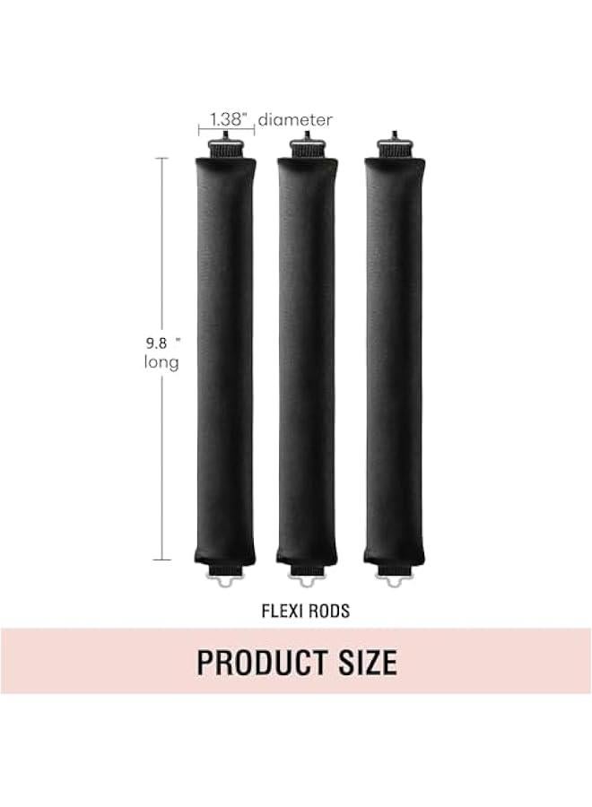 HOOKOR 3 PCS Heatless Hair Rods Set,Flexible Curler with Hook No Heat Curling Rod for All Hair Types Curler Roller Headband Overnight Hair Curlers to Sleep Heatless Rods for Thick Blowout Hair-Pink (Brown) - Image 2