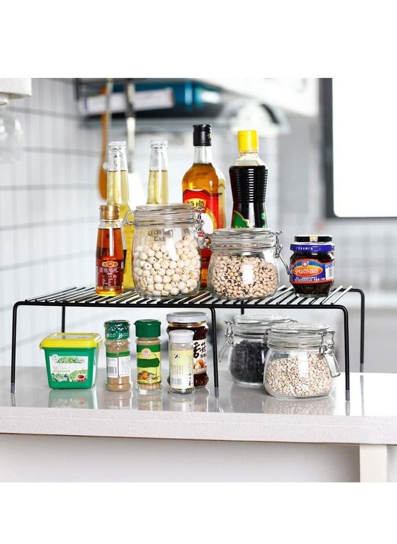 Large Expandable Kitchen Counter Shelf Storage Racks and Holders Black (27.5-53)x24x13.5cm