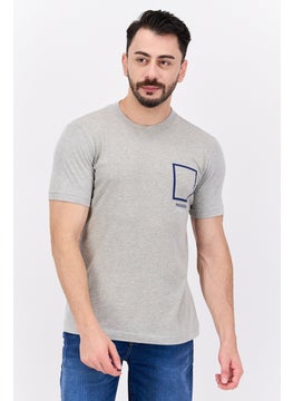 Men Henley Neck Short Sleeve Heather T-Shirts, Heather Grey