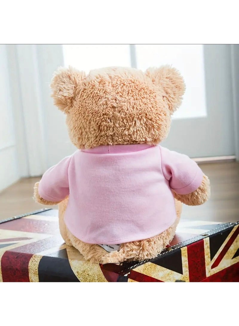 Bear with It's A Girl on Trendy Hoodie 27.94cm chocolate polyester stuffed animal with romovable t-shirt, it's a girl gift for kids - Image 2