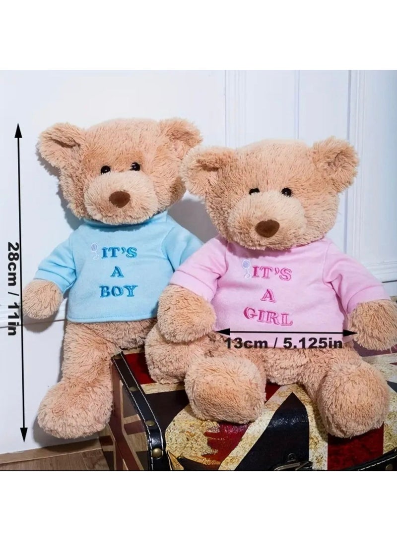 Bear with It's A Girl on Trendy Hoodie 27.94cm chocolate polyester stuffed animal with romovable t-shirt, it's a girl gift for kids - Image 3