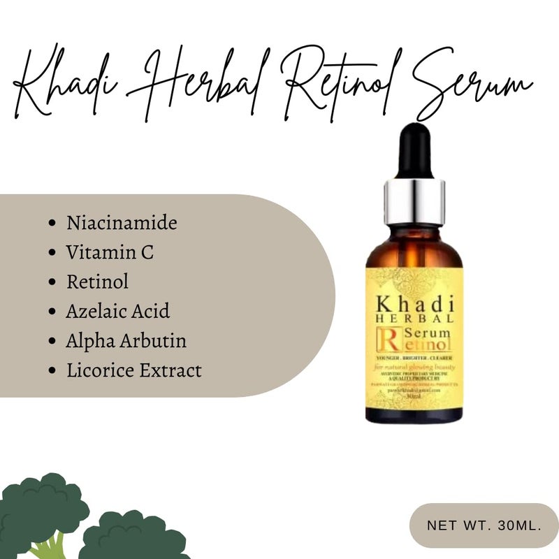 Khadi Herbal Herbigiri Herbal Retinol Facial Serum Natural Glowing Beauty for AntiAging  Collagen Production Toxins Cleansing and Acne for All Skin Types Pack of 2 60ml - Image 5