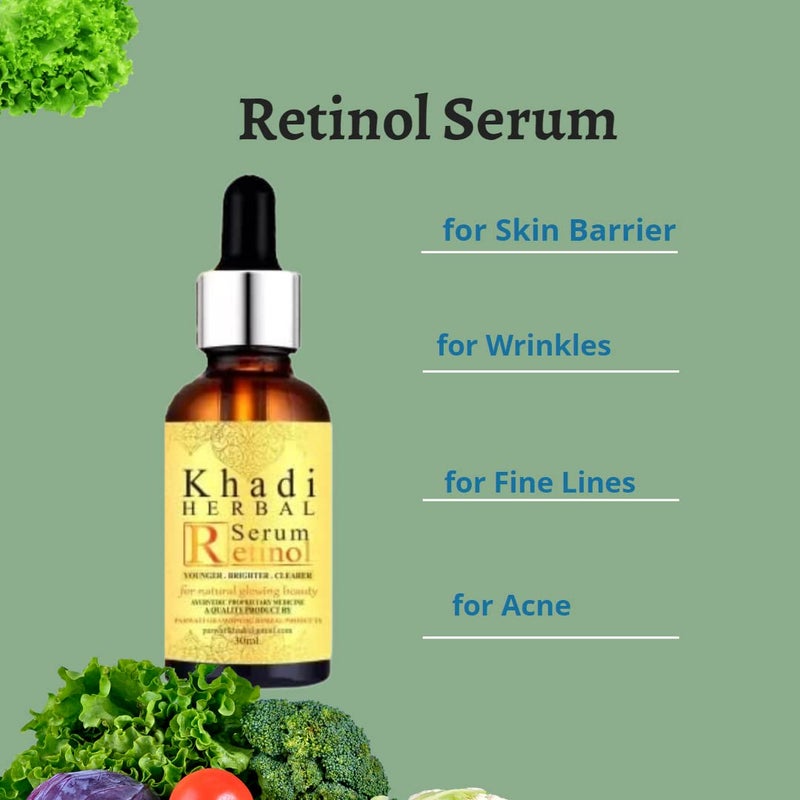 Khadi Herbal Herbigiri Herbal Retinol Facial Serum Natural Glowing Beauty for AntiAging  Collagen Production Toxins Cleansing and Acne for All Skin Types Pack of 2 60ml - Image 4