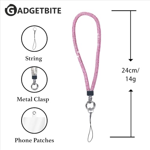 GadgetBite Small Diamond Charm Phone Lanyard: Stylish Cross-Body Mobile Holder Strap, Hands-Free Neck Chain Accessory, Ideal for iPhone & Most Smartphones with Charms for Phone Cases - Rose Pink - Image 3