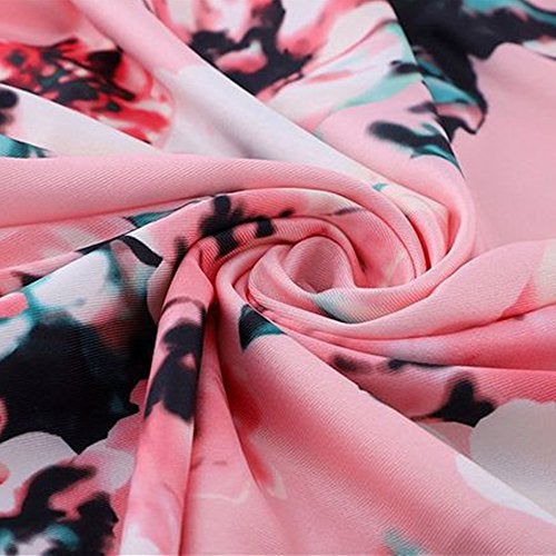 YIJODM Girls Pink Floral Maxi Dress, Short Sleeves, High Waist, Pocket, Size 9-10 Years, Spring, Fall - Image 3