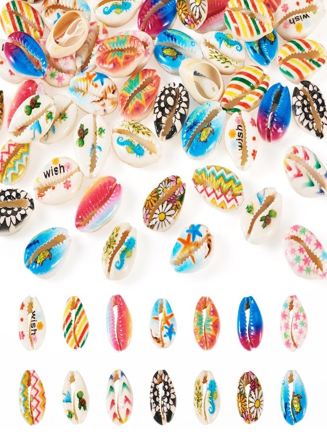 BB Beadthoven Beadthoven 56pcs Cowrie Shells for Crafts - 14 Colors Natural Seashells Beads for Jewelry Making, Summer Beach Sea Shells for Necklace Bracelets, Fish Tank Party Decorations - Image 1