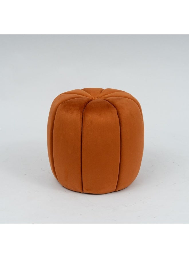 DANUBE HOME Orly Round Ottoman | Multi-Functional Stool | Upholstered Footrest Without Storage L44xW44xH42cm -Orange - Image 2