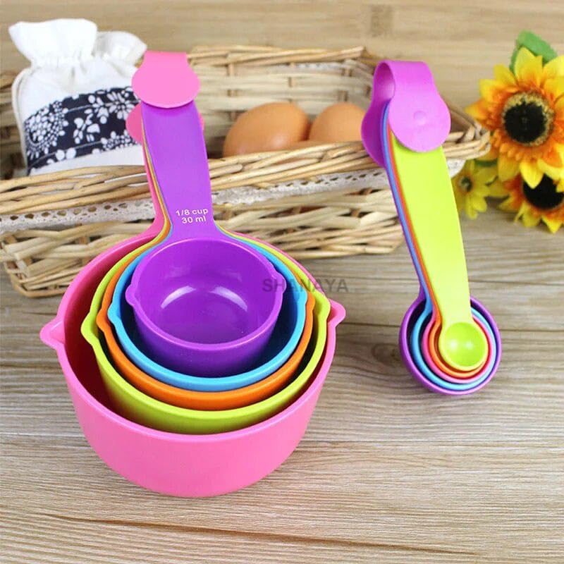 SHANAYA Colorful Measuring Cups and Spoons Set, Stackable Measuring Spoons, Nesting Plastic Measuring Cup, Kitchen Measuring Set for Baking & Cooking (Pack of 10 Pieces) - Image 5