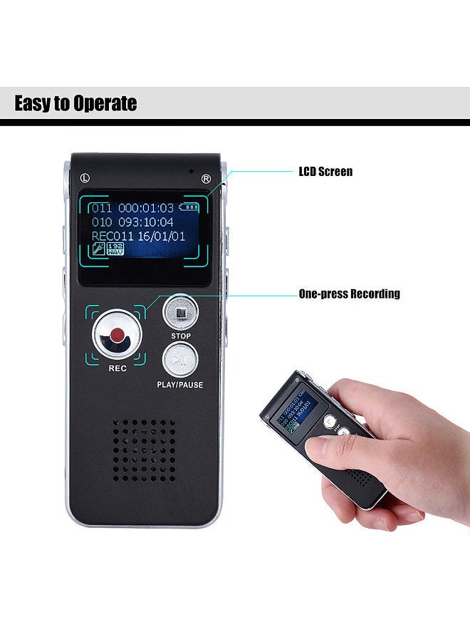 8GB Intelligent Digital Audio Voice Phone Recorder Dictaphone MP3 Music Player Voice Activate VAR A-B Repeating