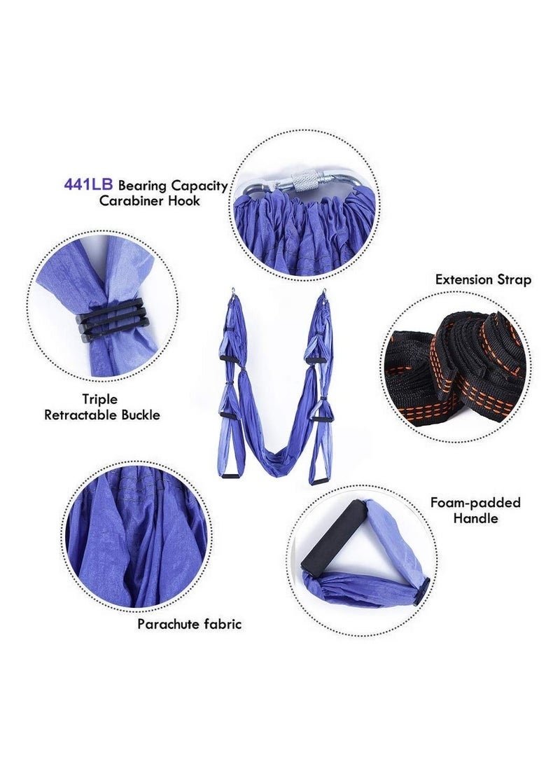 Arabest Yoga Hammock - Aerial Yoga Swing Set, Yoga Trapeze Inversion Exercises with Extension Straps and Ceiling Anchors, Hanging Aerial Hammock for Fitness, Dance, Yoga, Gymnastics - Image 2