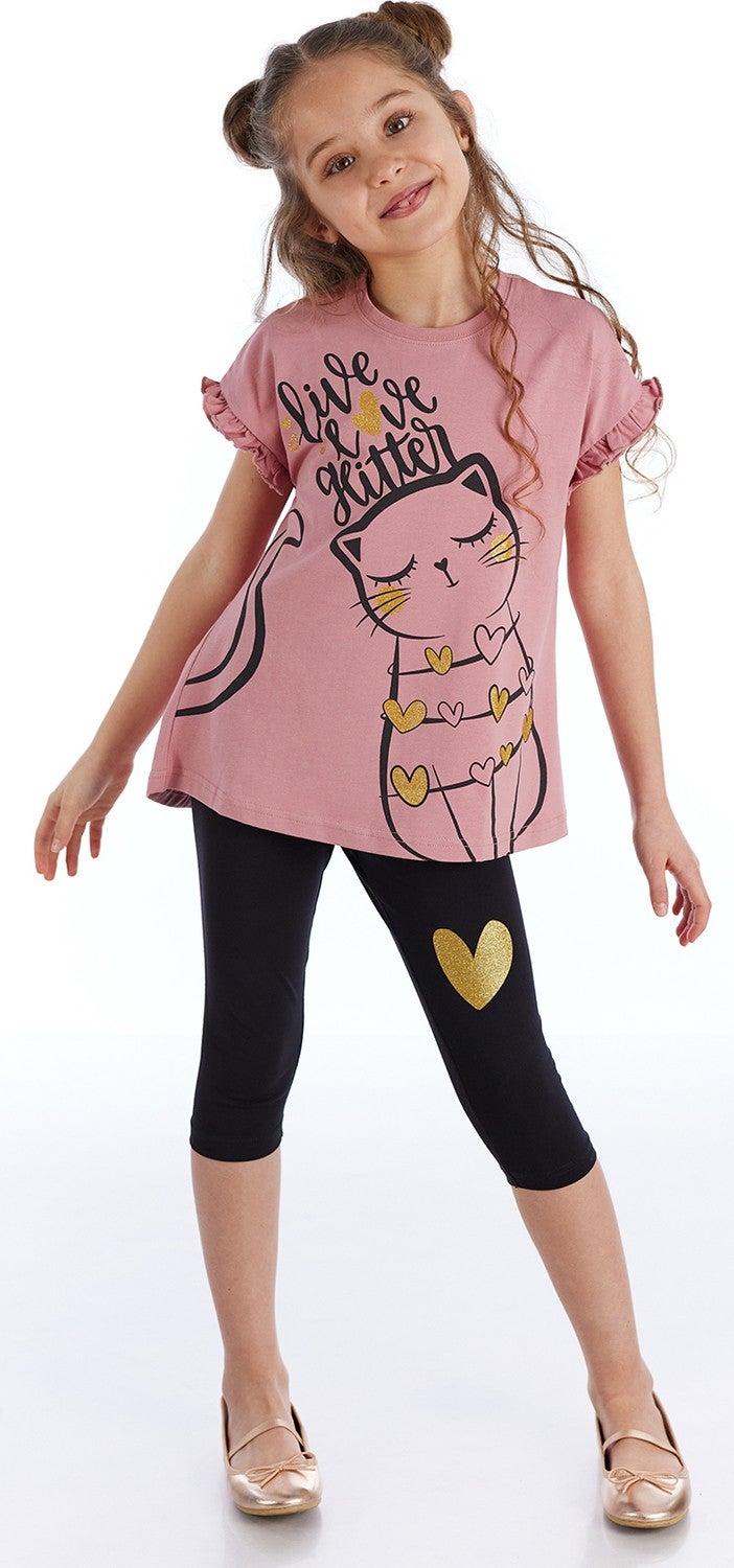 Mshb&G Love Cat Girls T-shirt Tights Set  - Image 1