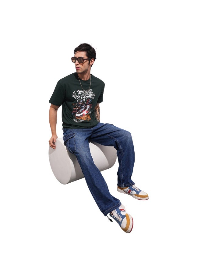 Being Human تي شيرت رجالي أخضر داكن بياقة دائرية وأكمام قصيرة - Image 4