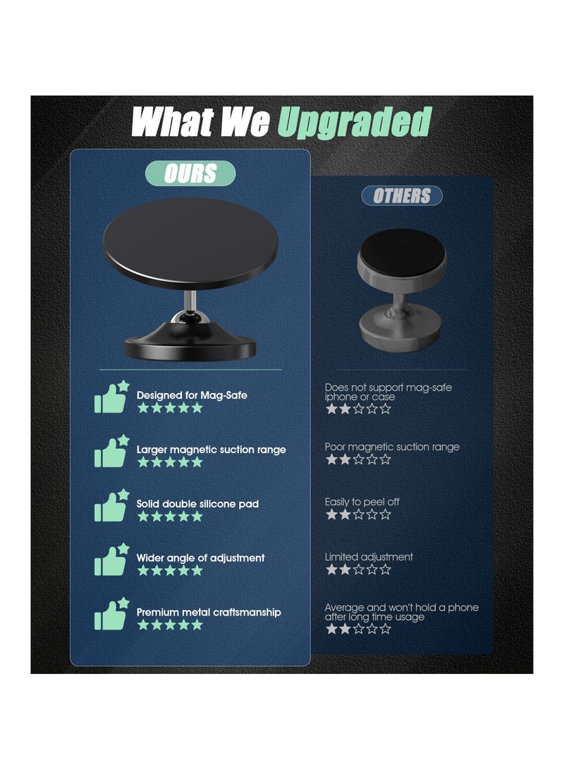 SYOSI Car Magnetic Phone Mount Holder for MagSafe, 360° Rotation Magnetic Phone Holder for Car Dashboard, Gym, Easily and Firmly Attaches to Metal Surface for Any Phones for Videos and Selfies (Black) - Image 2