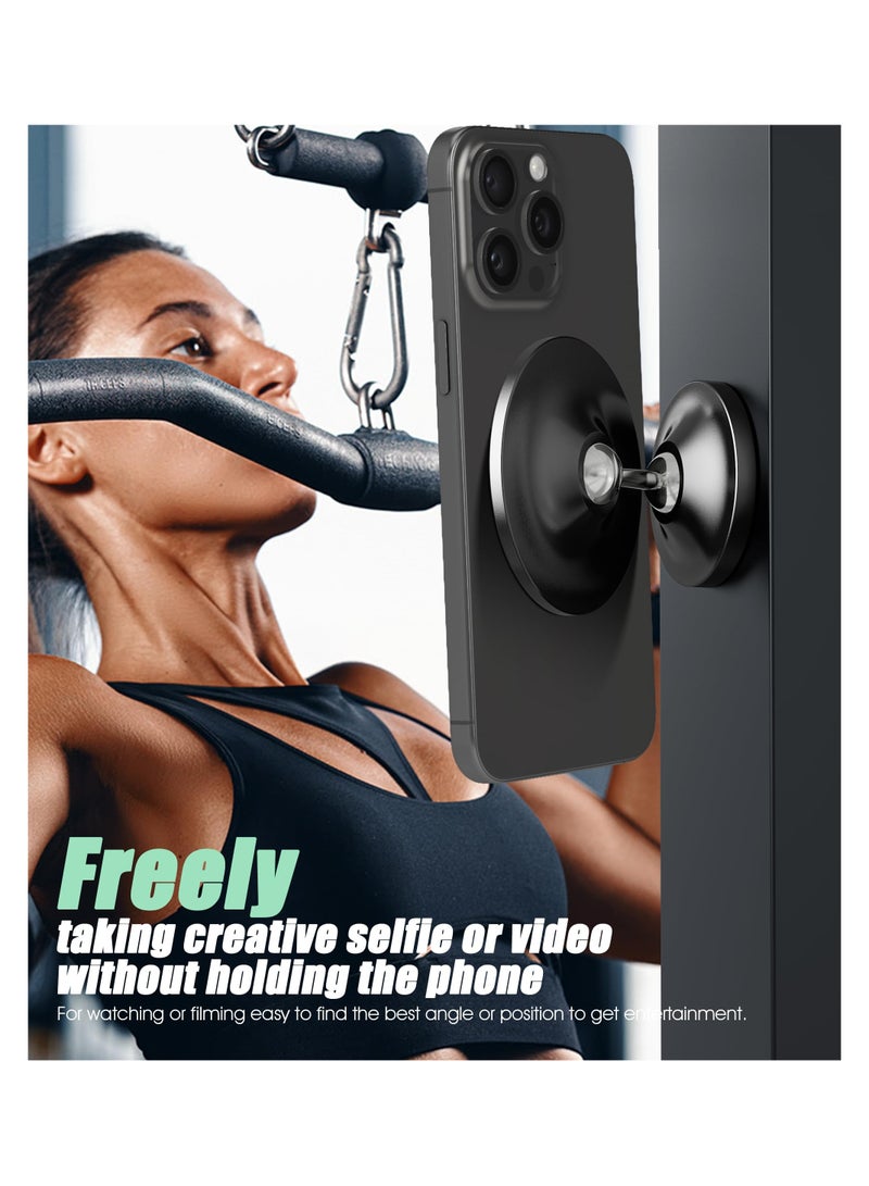 SYOSI Car Magnetic Phone Mount Holder for MagSafe, 360° Rotation Magnetic Phone Holder for Car Dashboard, Gym, Easily and Firmly Attaches to Metal Surface for Any Phones for Videos and Selfies (Black) - Image 4