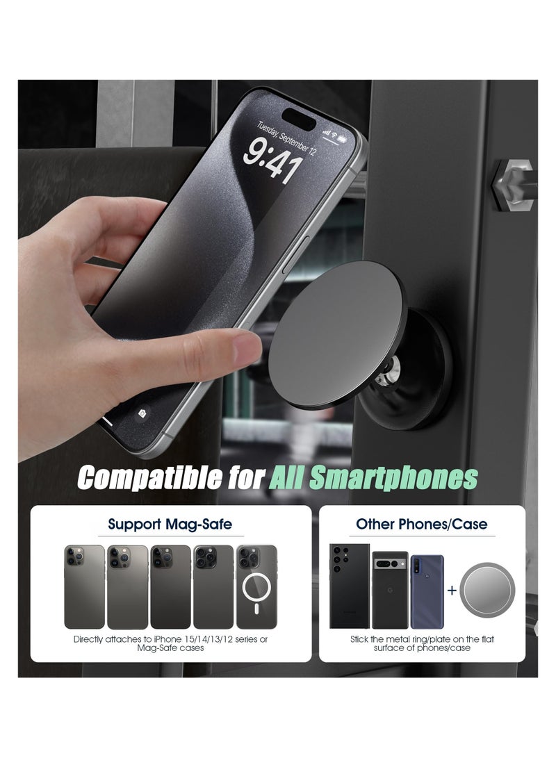 SYOSI Car Magnetic Phone Mount Holder for MagSafe, 360° Rotation Magnetic Phone Holder for Car Dashboard, Gym, Easily and Firmly Attaches to Metal Surface for Any Phones for Videos and Selfies (Black) - Image 5