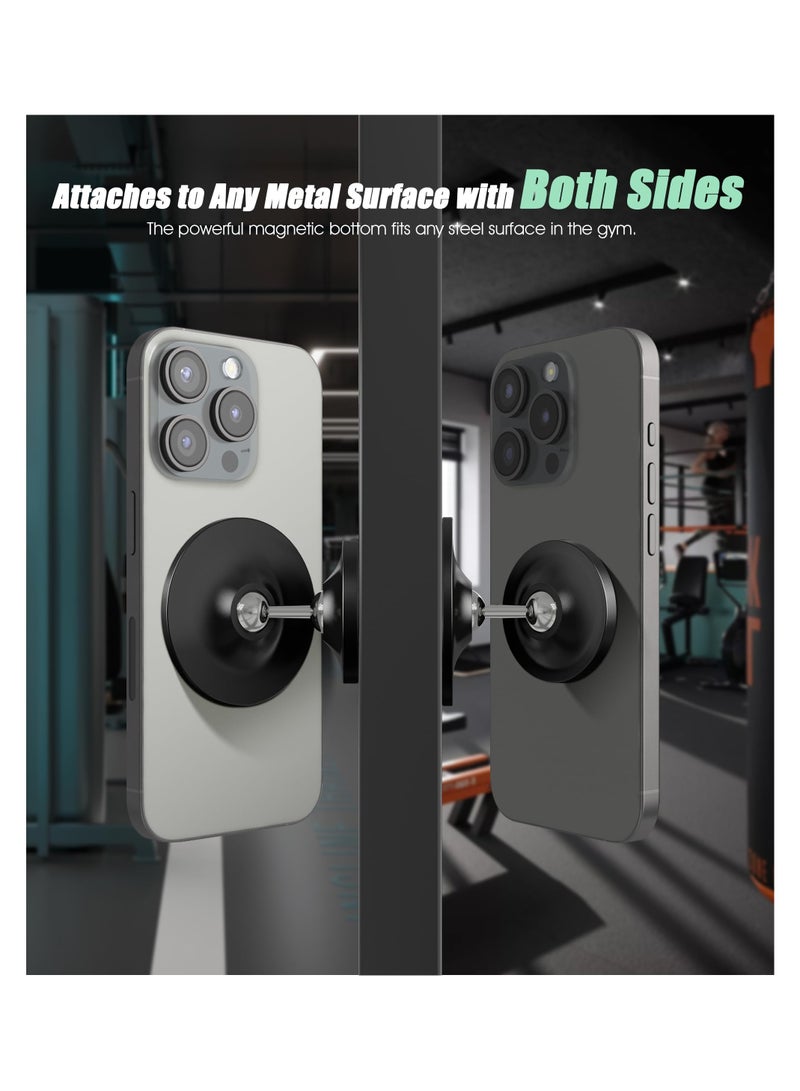 SYOSI Car Magnetic Phone Mount Holder for MagSafe, 360° Rotation Magnetic Phone Holder for Car Dashboard, Gym, Easily and Firmly Attaches to Metal Surface for Any Phones for Videos and Selfies (Black) - Image 3