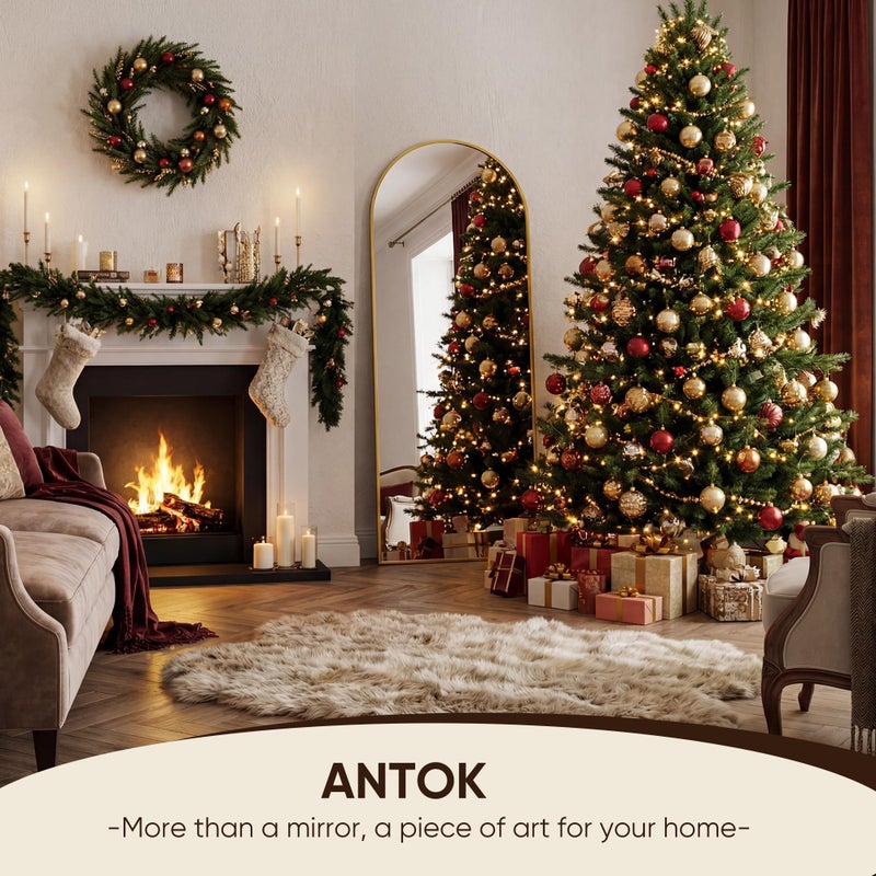 Antok 58" x19â€ Arched Full Length Floor Mirror, Gold Aluminum Frame, Free Standing/Wall Mount/Leaning for Bedroom, Living Room, Dressing Room - Image 2